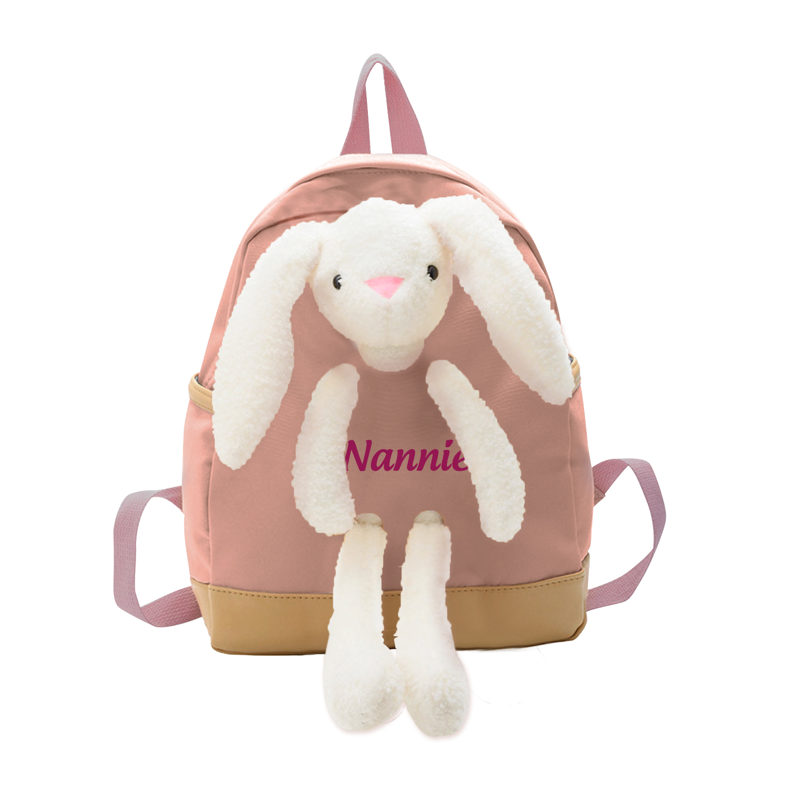 Personalised Backpack with Bunny Plush and 1 Custom Name – Back to School Gift | Jessemade