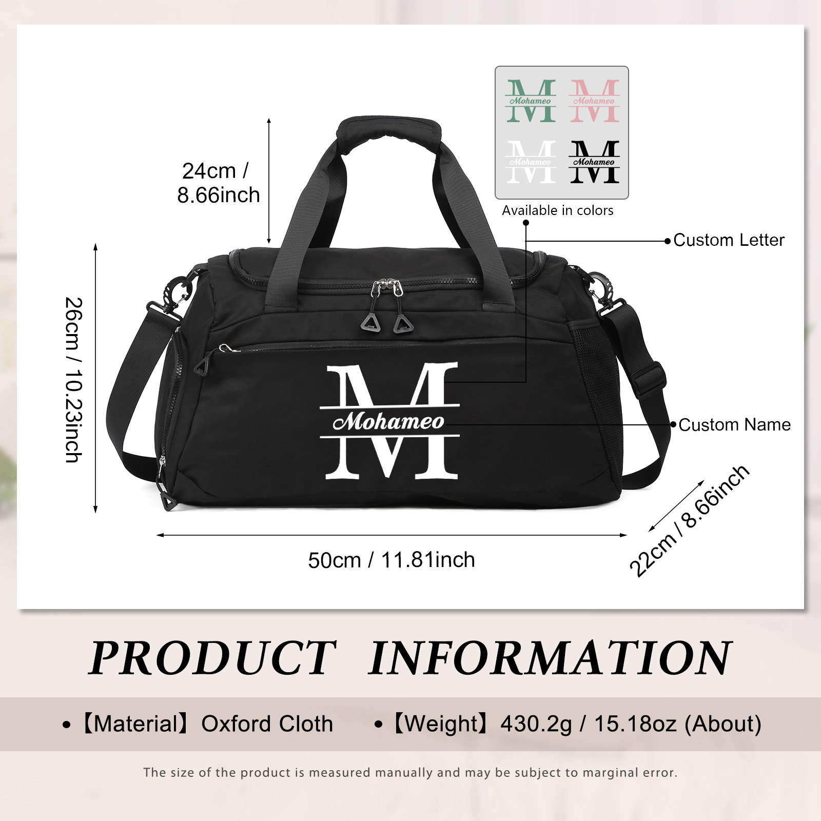 Personalised Travel Bag with Custom Name Perfect Gift for Men & Women