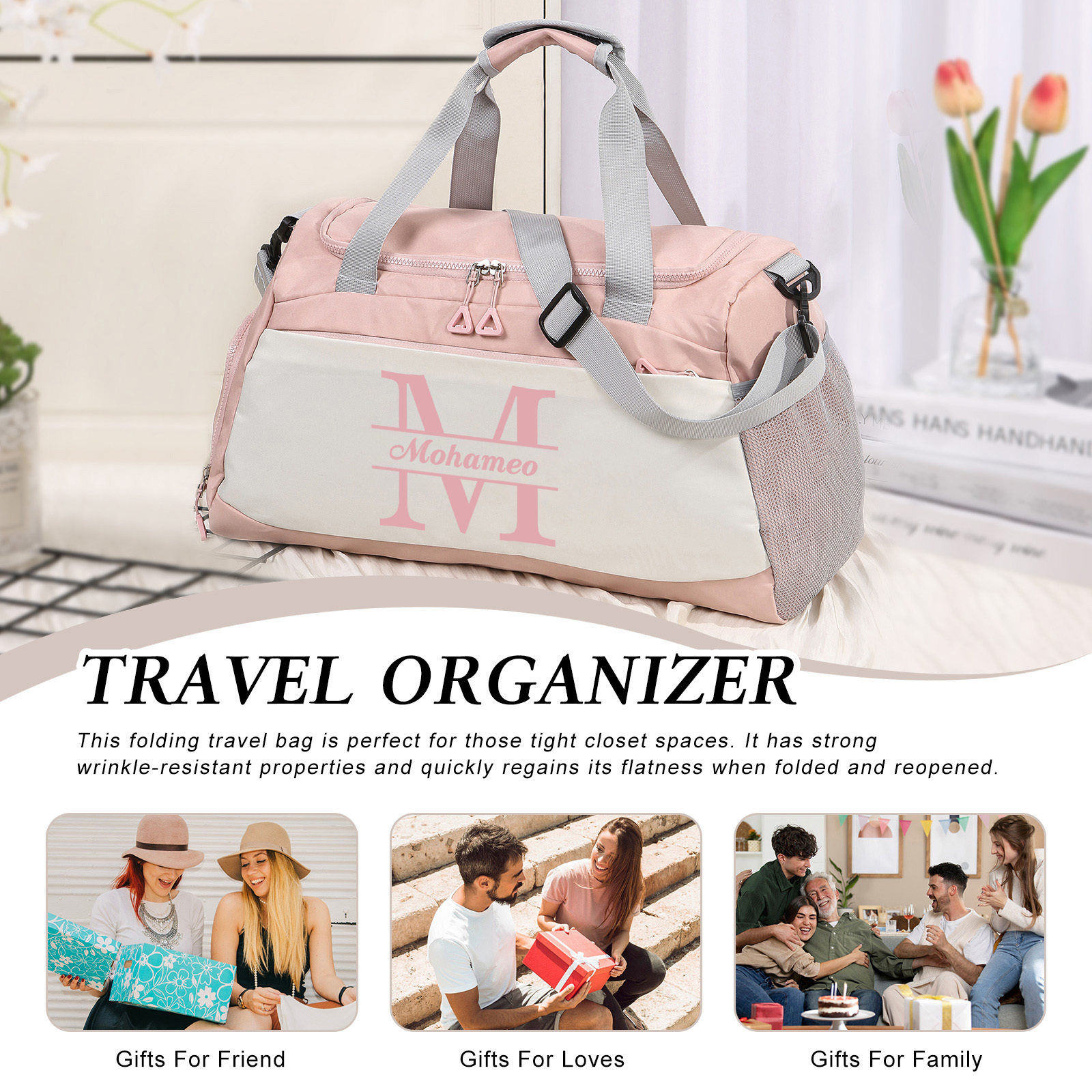 Personalised Travel Bag with Custom Name Perfect Gift for Men & Women