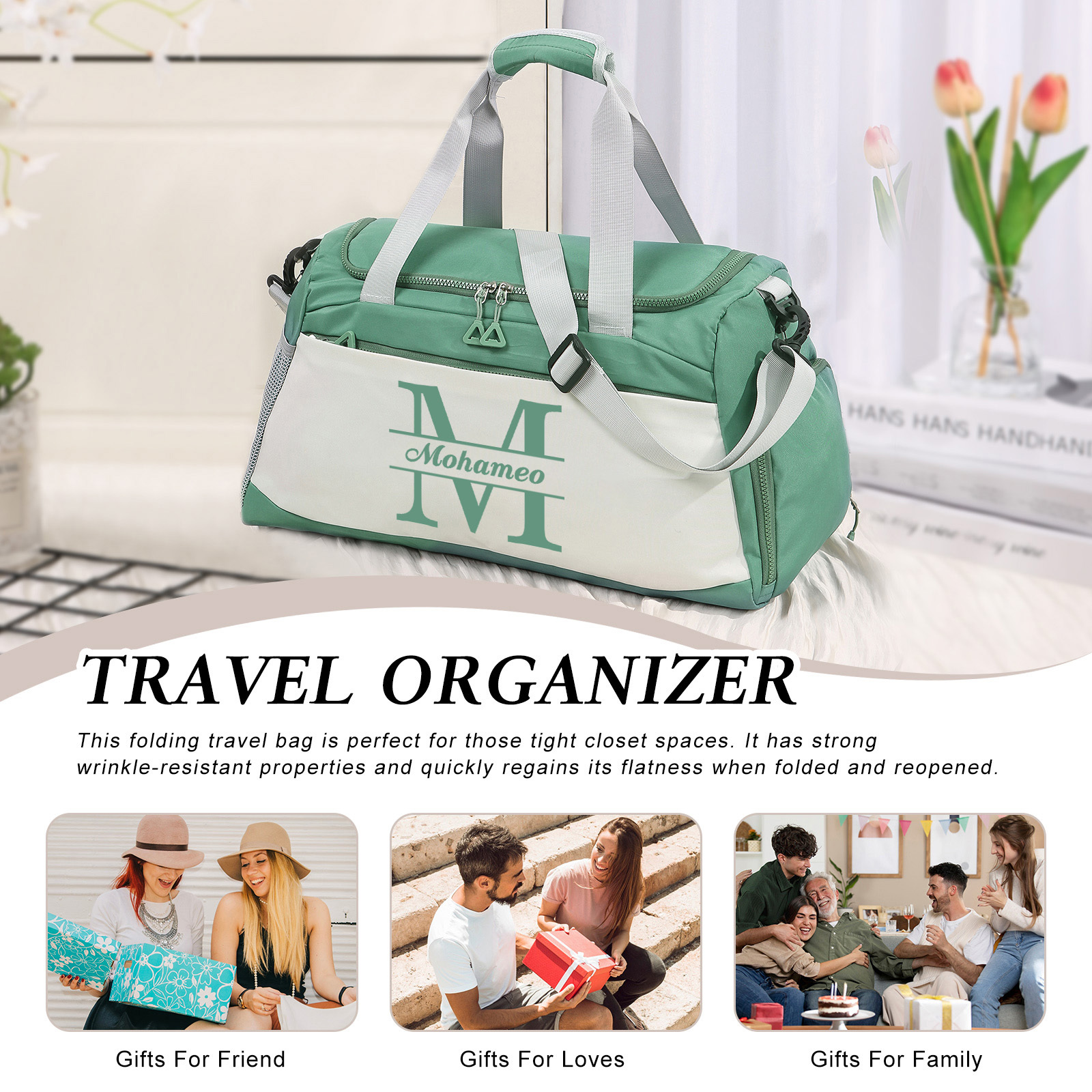 Personalised Travel Bag with Custom Name Perfect Gift for Men & Women