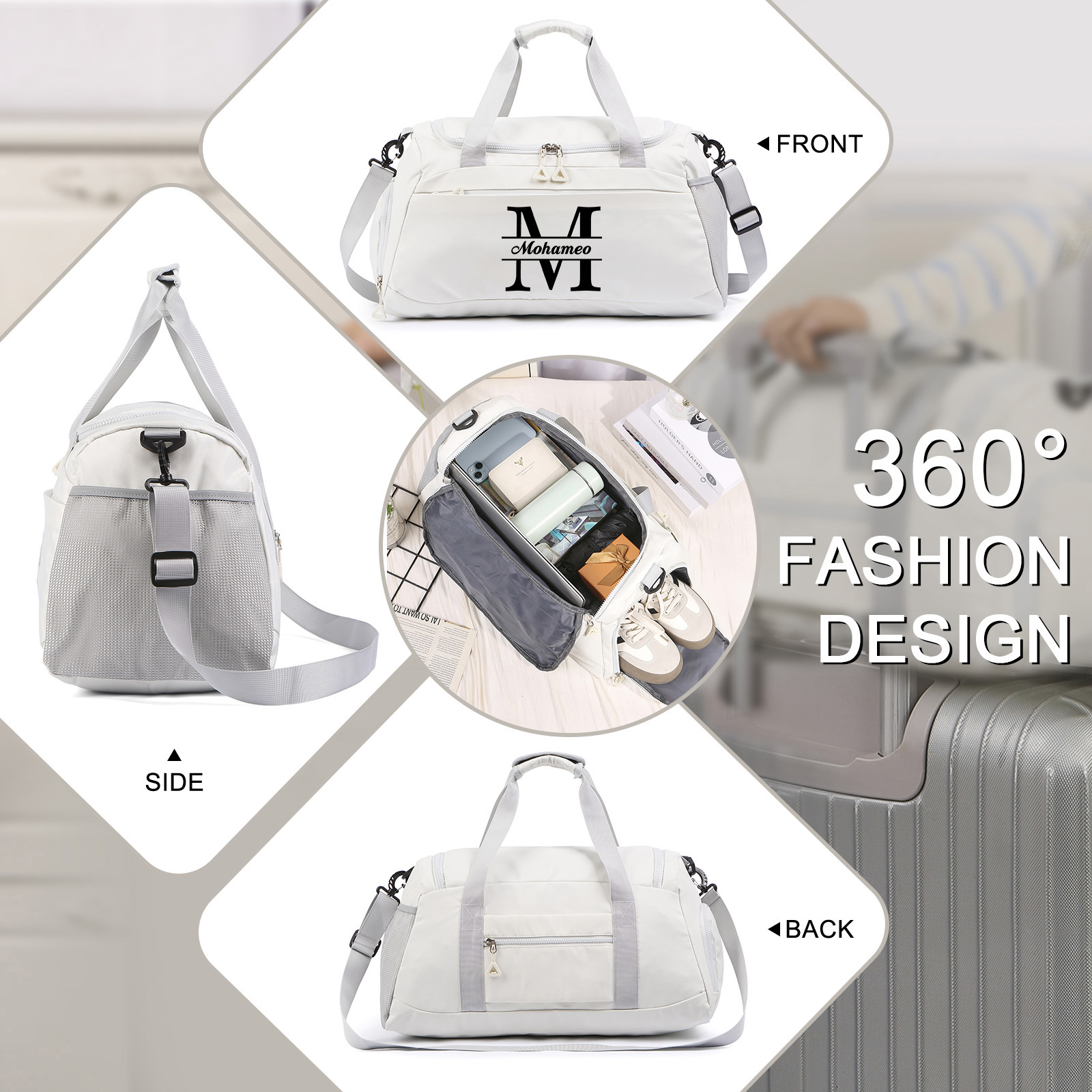 Personalised Travel Bag with Custom Name Perfect Gift for Men & Women