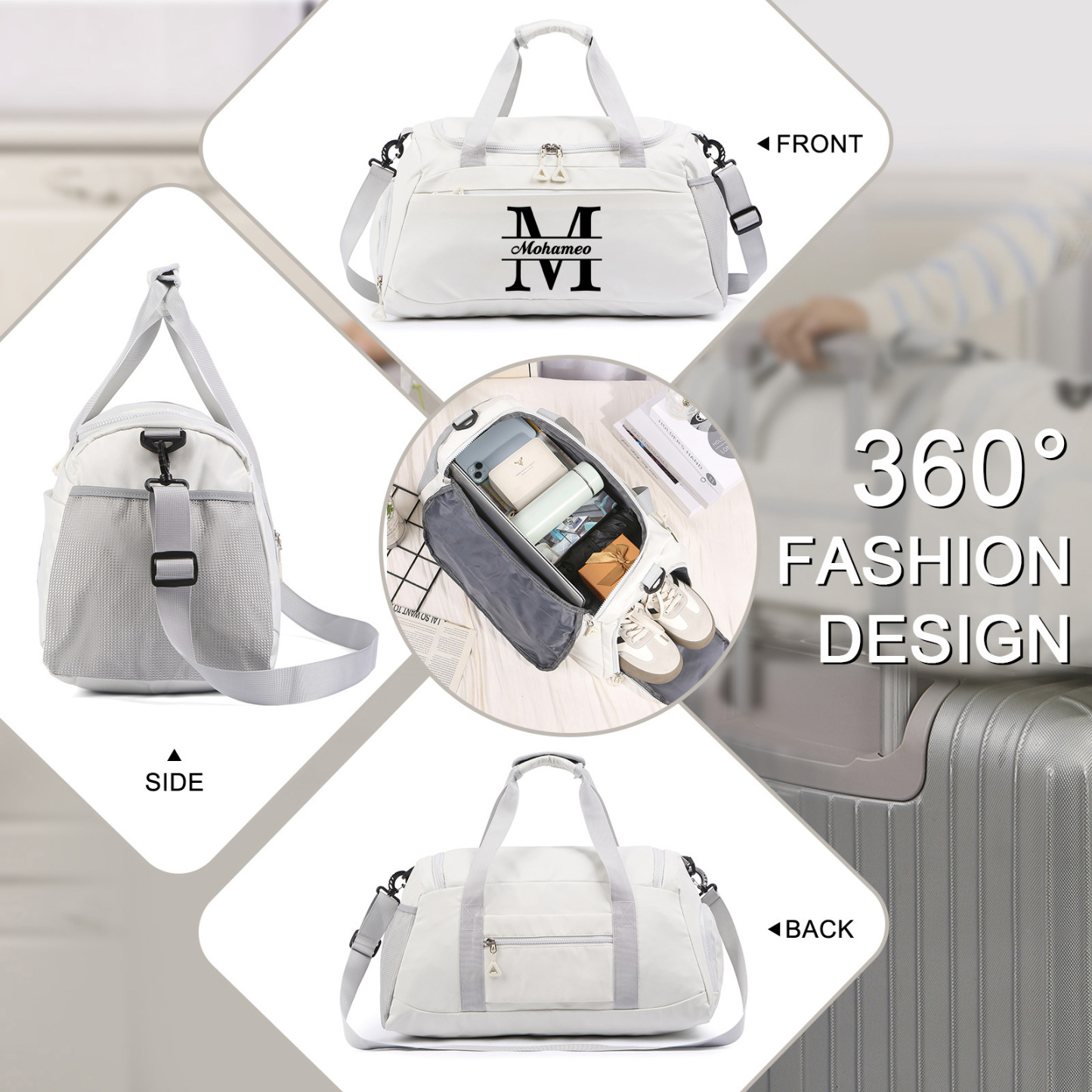 Personalised Travel Bag with Custom Name Perfect Gift for Men & Women