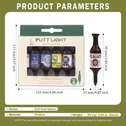 Virtually Unbreakable Golf Tees Recyclable Plastic Golf Tee 6 Pack Gift for Him