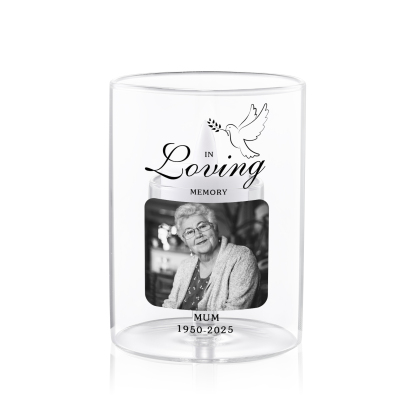 Personalised Glass Memorial Photo Tealight Holder