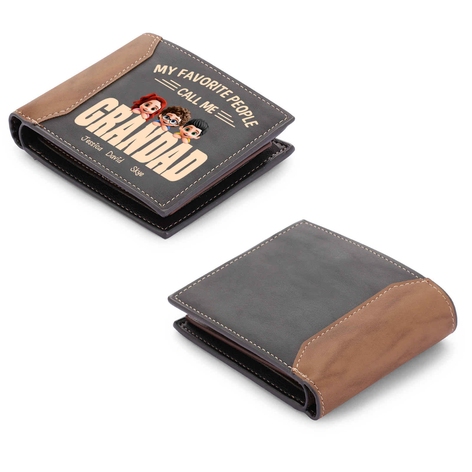 Personalised Grandad Wallet Two-Tone Bifold