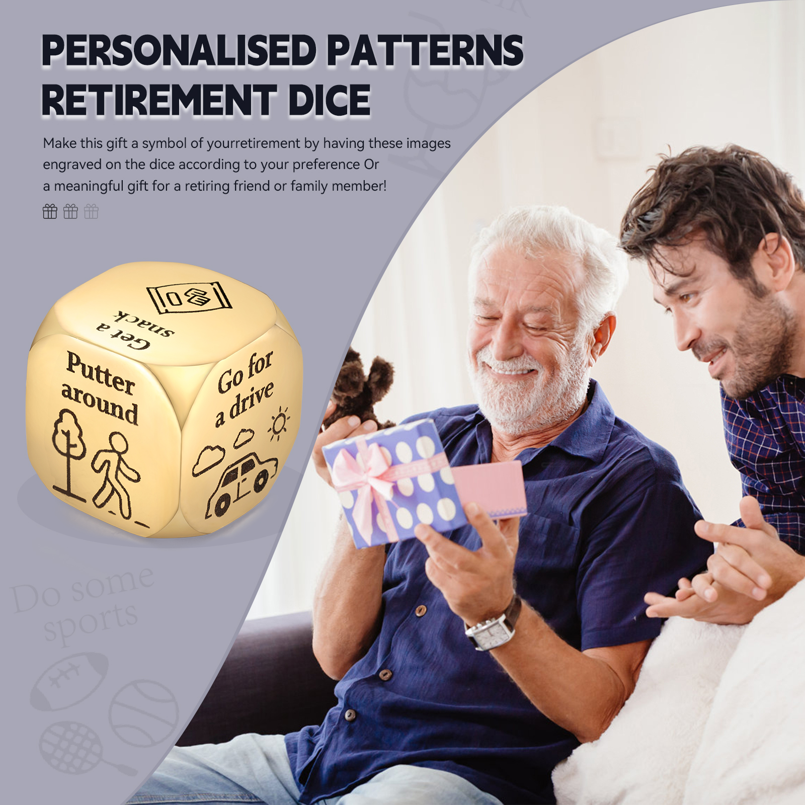 Personalised Retirement Dice Custom 6 Patterns Funny Gifts for Family Friends | Jessemade-Jessemade AU