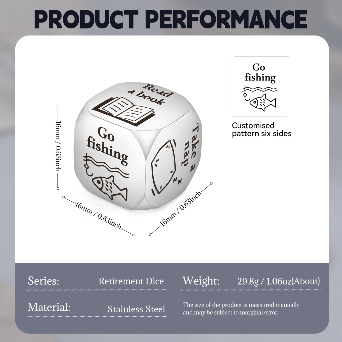 Personalised Retirement Dice Custom 6 Patterns Funny Gifts for Family Friends | Jessemade-Jessemade AU