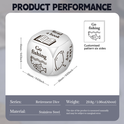 Personalised Retirement Dice Custom 6 Patterns Funny Gifts for Family Friends | Jessemade-Jessemade AU