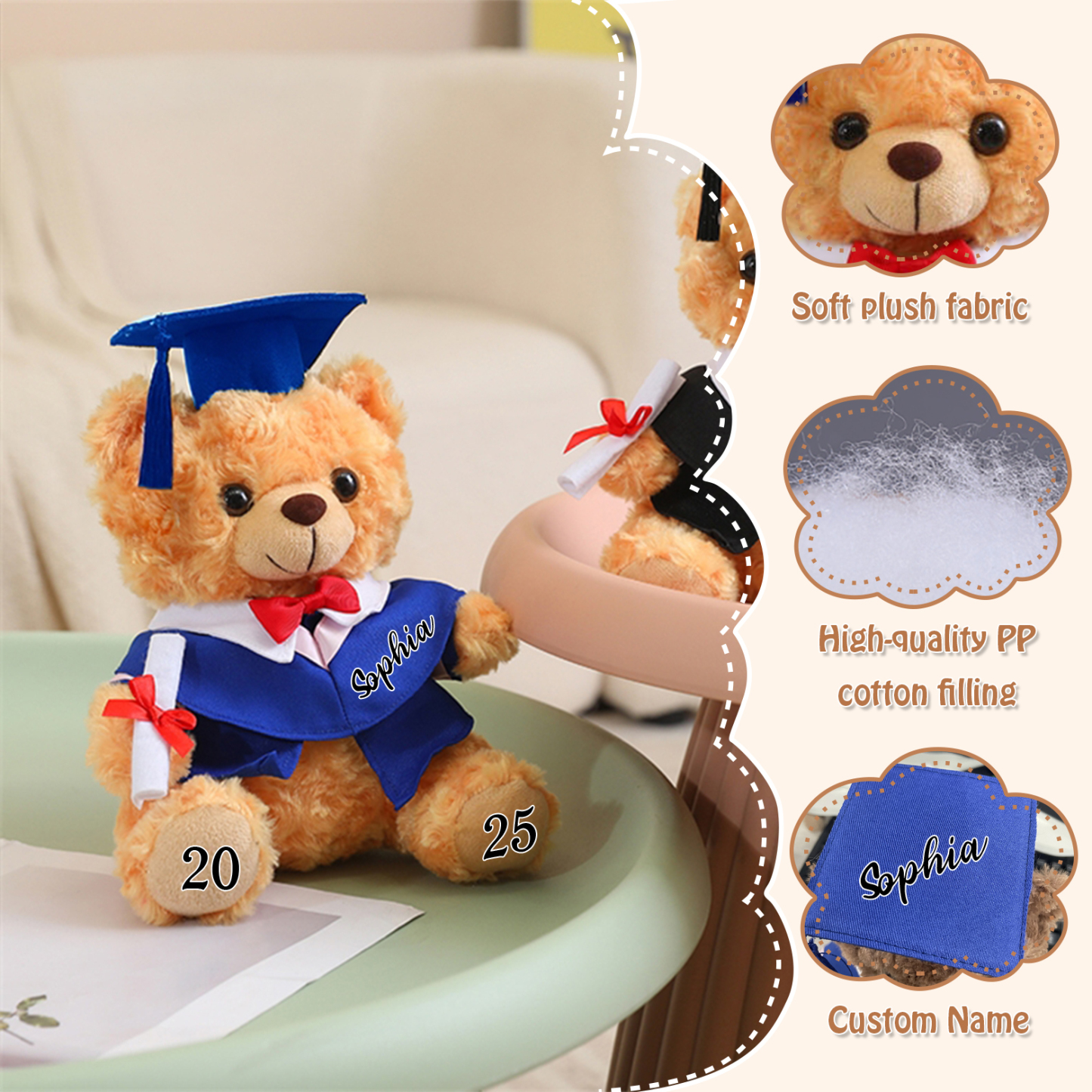 Personalised Graduation Teddy Bear - Cute Meaningful Plush Keepsake with Name & Year | Jessemade