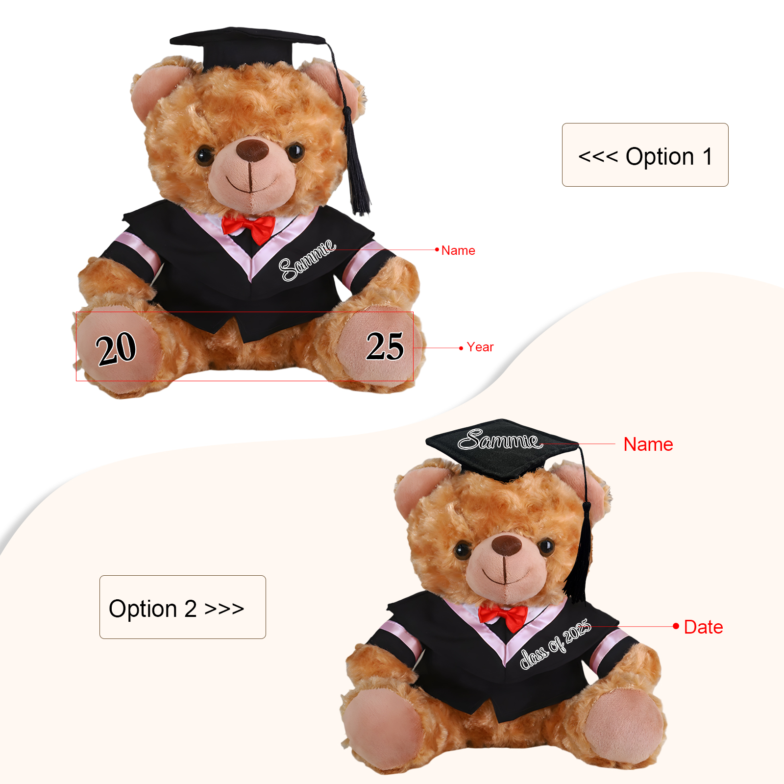 Custom Graduation Teddy Bear – Personalised Plush Keepsake with Name & Year | Jessemade