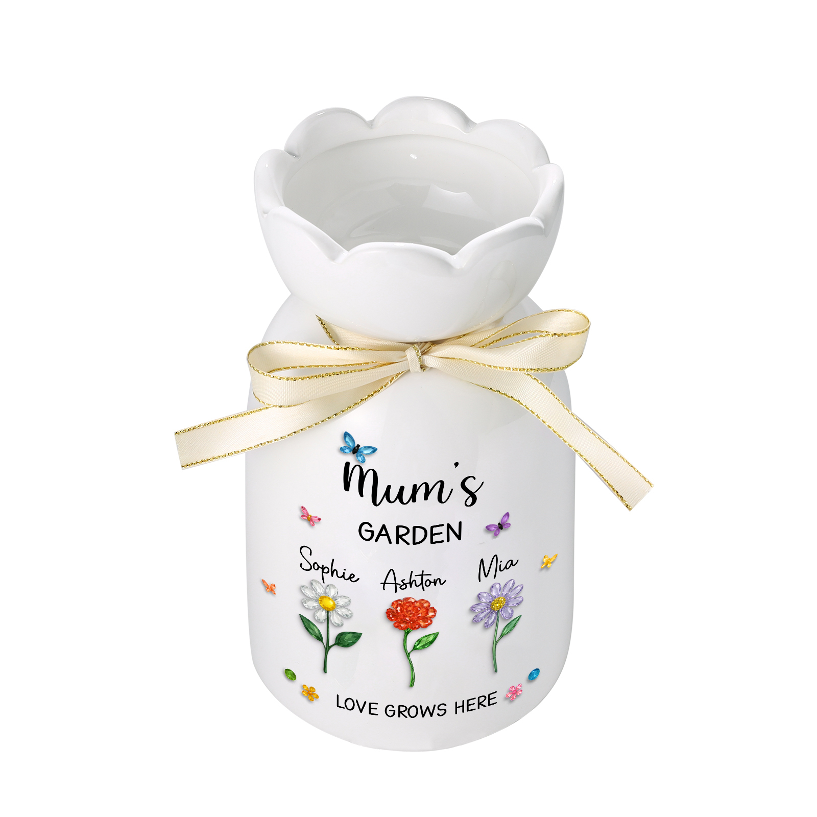 Personalised Mum’s Garden Floral Ceramic Vase
