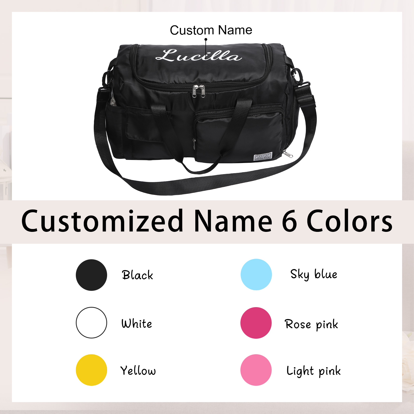 Personalised Waterproof Travel Bag with Custom Name Perfect Gift for Her