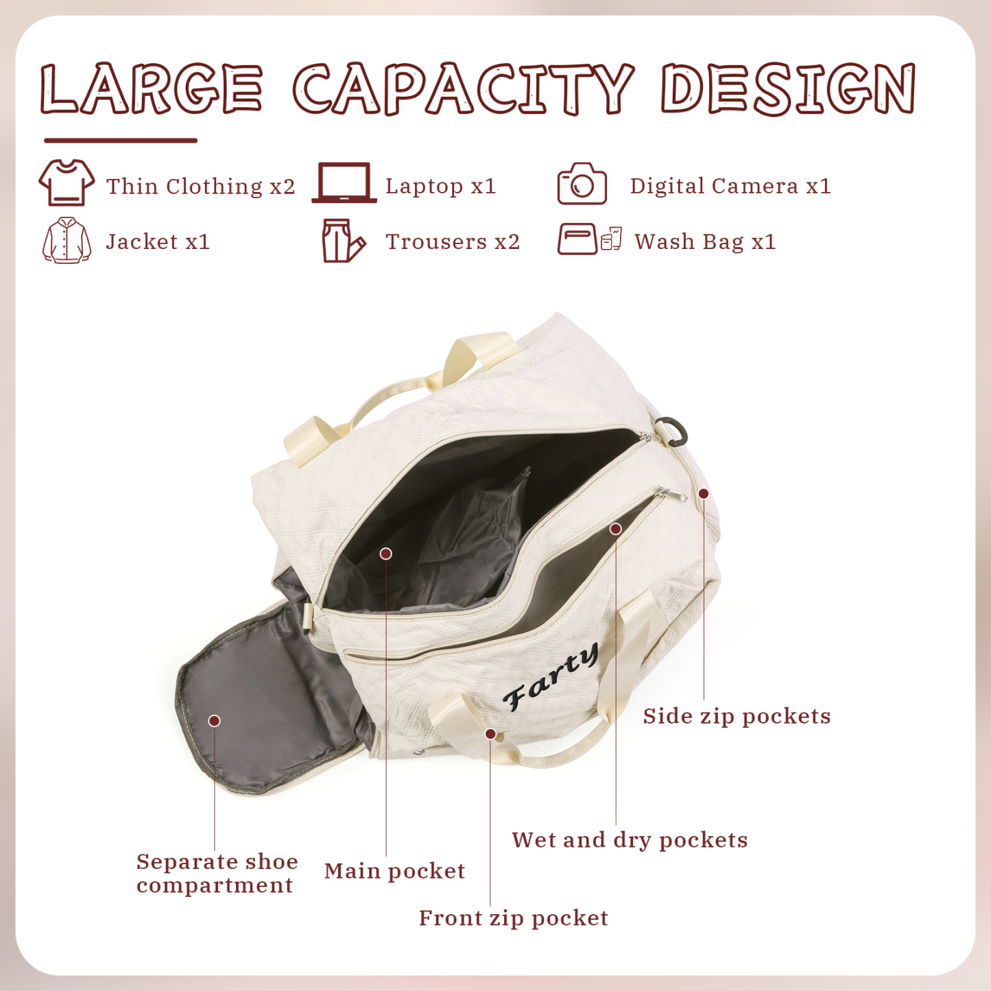 Personalised Name Travel Bag Waterproof and Stylish Gift for Her