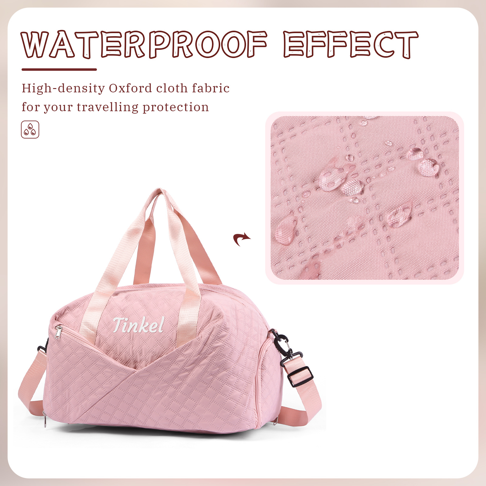 Personalised Name Travel Bag Waterproof and Stylish Gift for Her