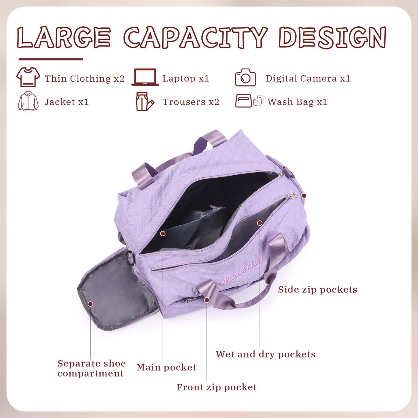 Personalised Name Travel Bag Waterproof and Stylish Gift for Her