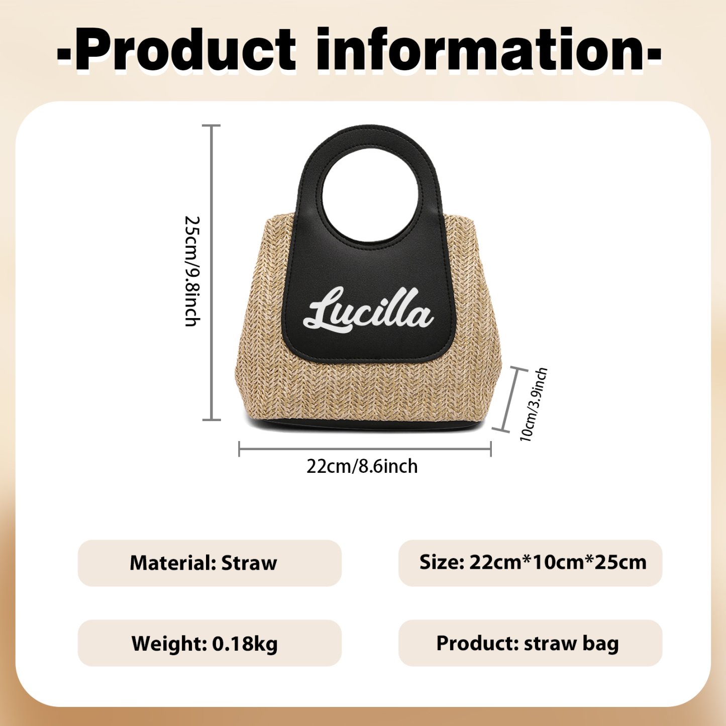 Personalised Straw Handbag – Custom Name Beach Bag for Women | Jessemade