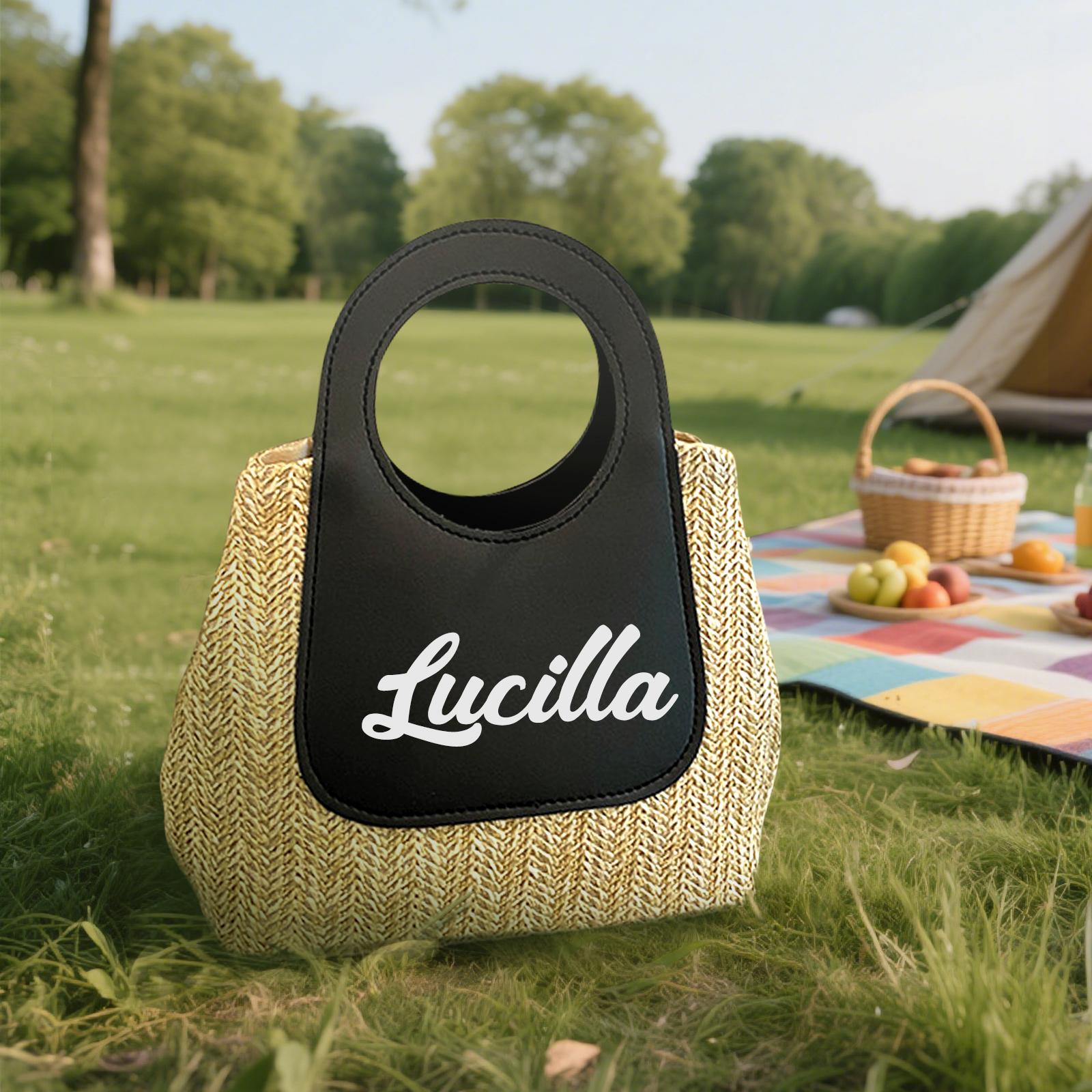 Personalised Straw Handbag – Custom Name Beach Bag for Women | Jessemade