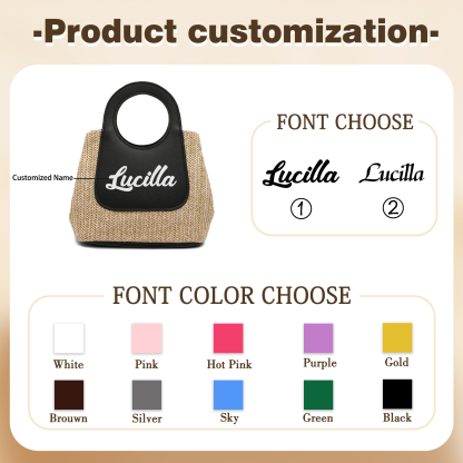 Personalised Straw Handbag – Custom Name Beach Bag for Women | Jessemade