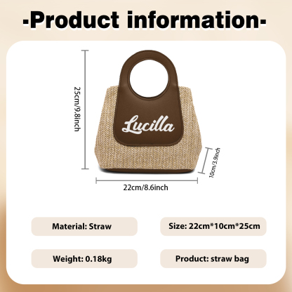 Personalised Straw Handbag – Custom Name Beach Bag for Women | Jessemade