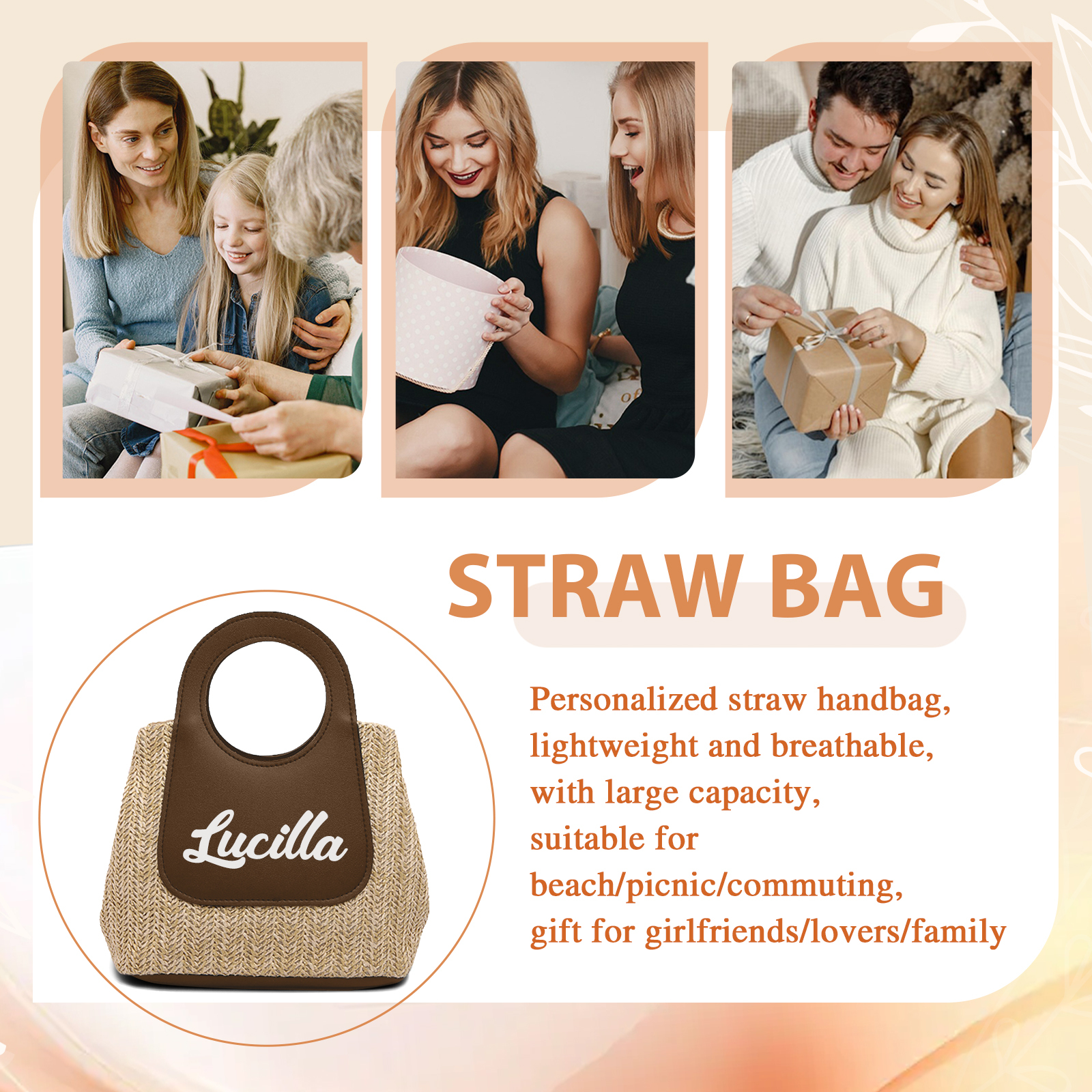 Personalised Straw Handbag – Custom Name Beach Bag for Women | Jessemade