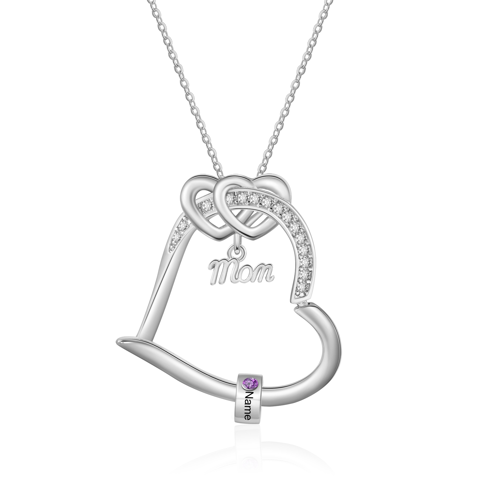 Personalised Heart Birthstone Necklace Customisable Names Meaningful Birthday Mothers Day Gift For Mum Nan Wife Jessemade