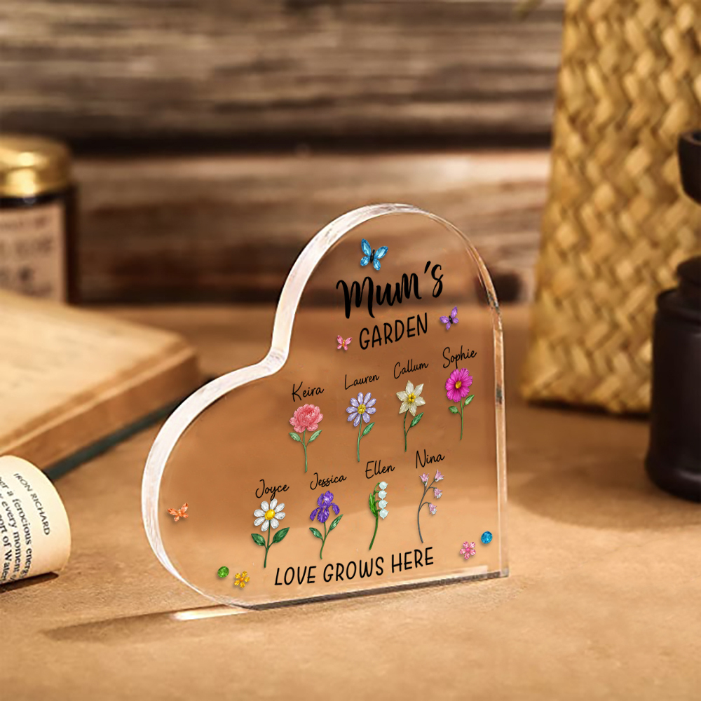 Personalised Acrylic Family Flowers Plaque for Mum Nanny