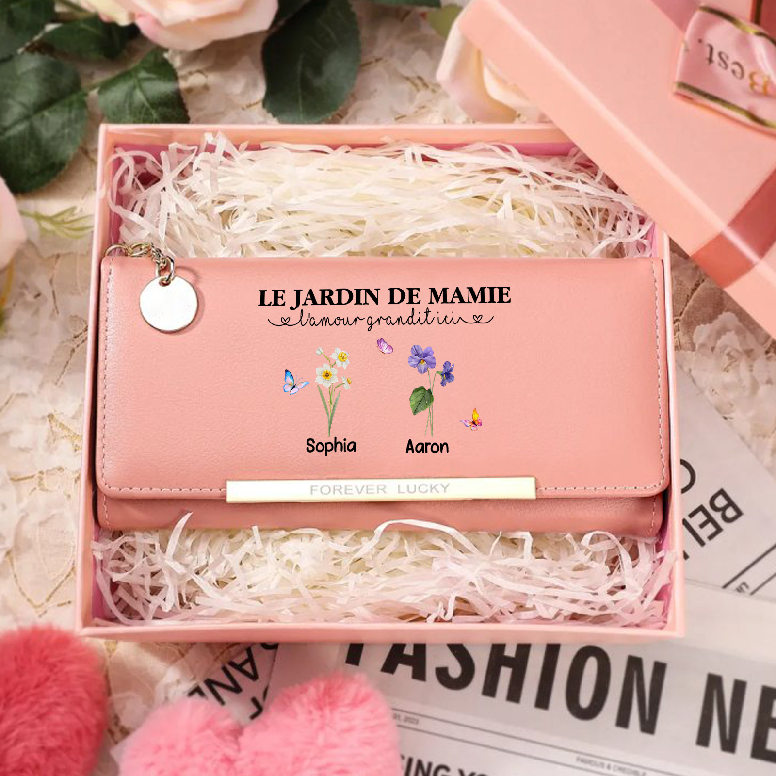 Grandparents Day Grandma Wallet Customised with 1-6 Birth Flowers and Names Mother’s Day Gift | Jessemade