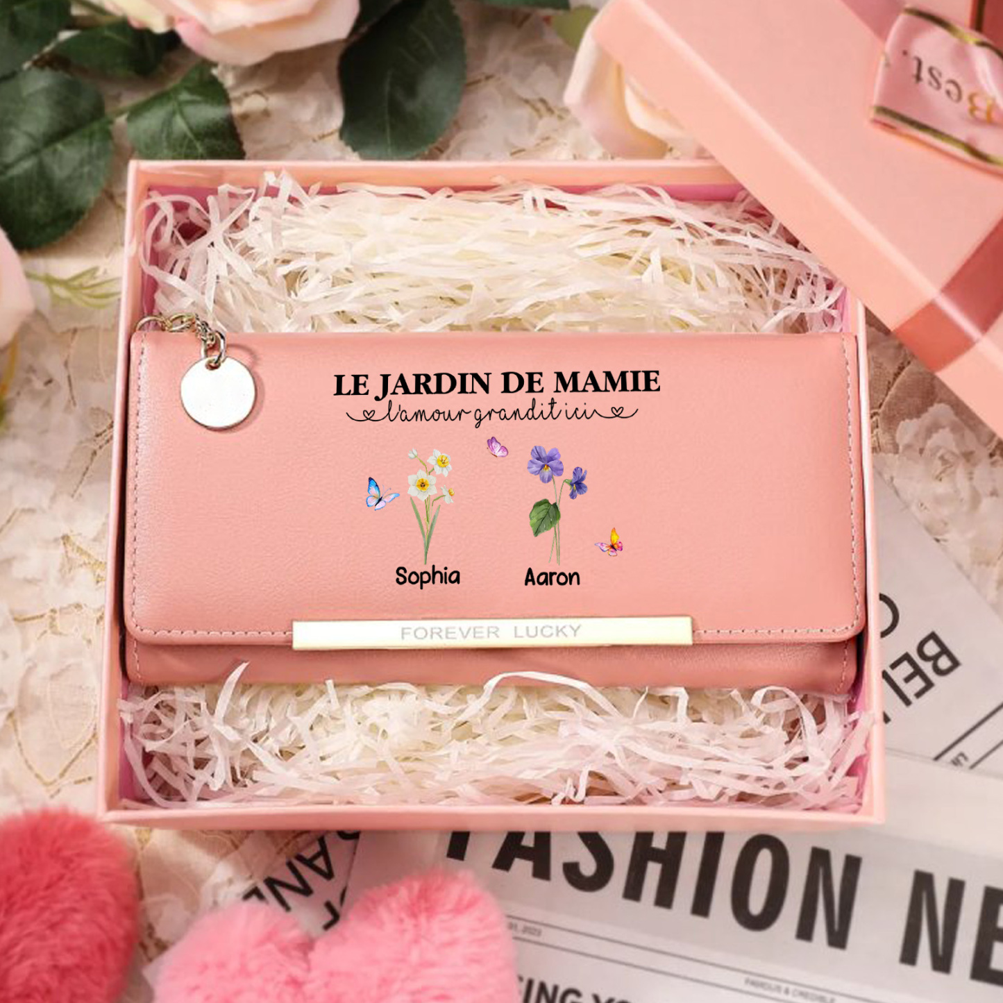 Grandparents Day Grandma Wallet Customised with 1-6 Birth Flowers and Names Mother’s Day Gift | Jessemade