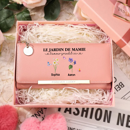 Grandparents Day Grandma Wallet Customised with 1-6 Birth Flowers and Names Mother’s Day Gift | Jessemade