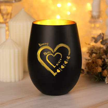 Personalised Glass Candle Holder with 2–18 Names for Nan or Mum (candle not included)