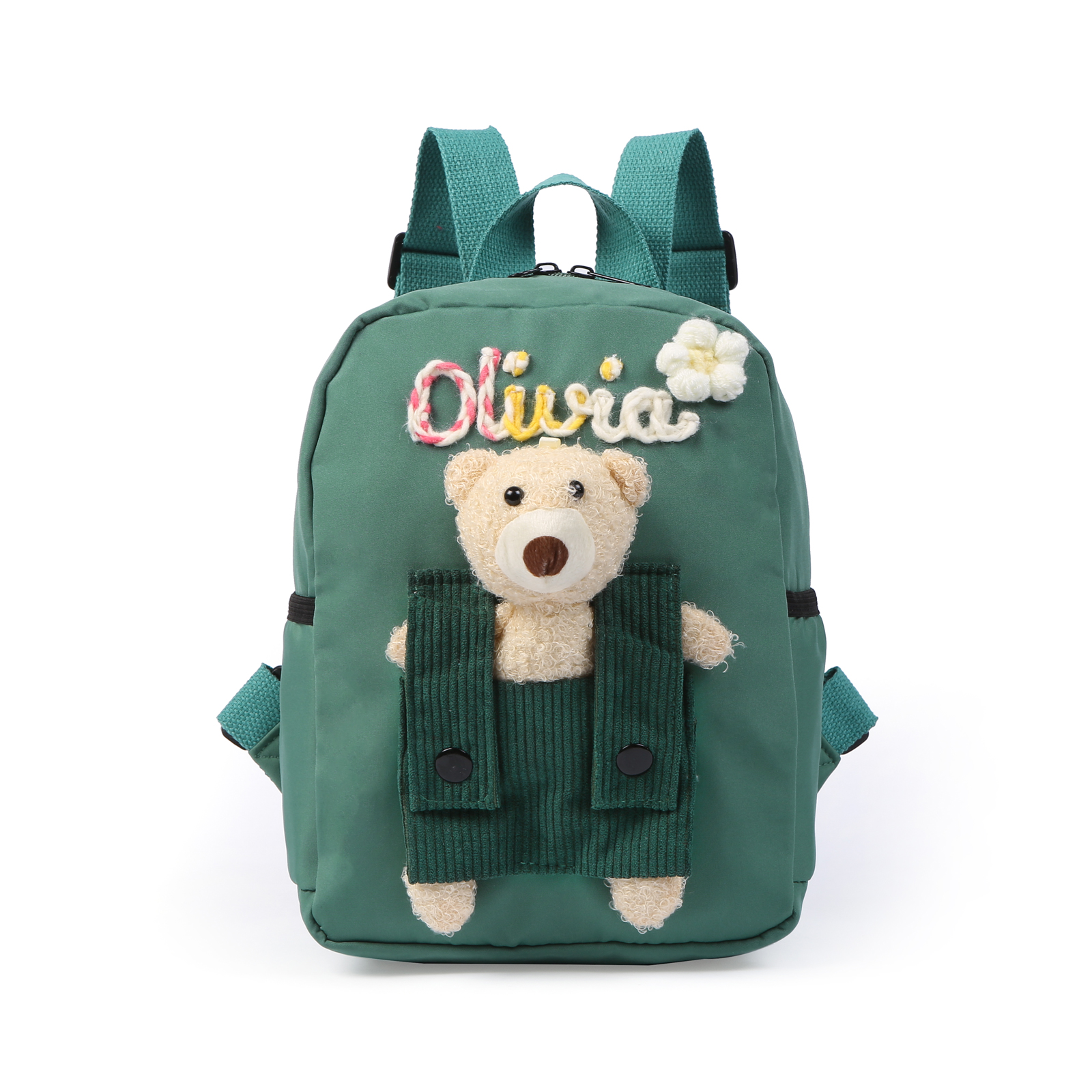 Personalised Teddy Bear Plush Backpack with Name and Choice of Colours | Back to School Gift for Children | Jessemade