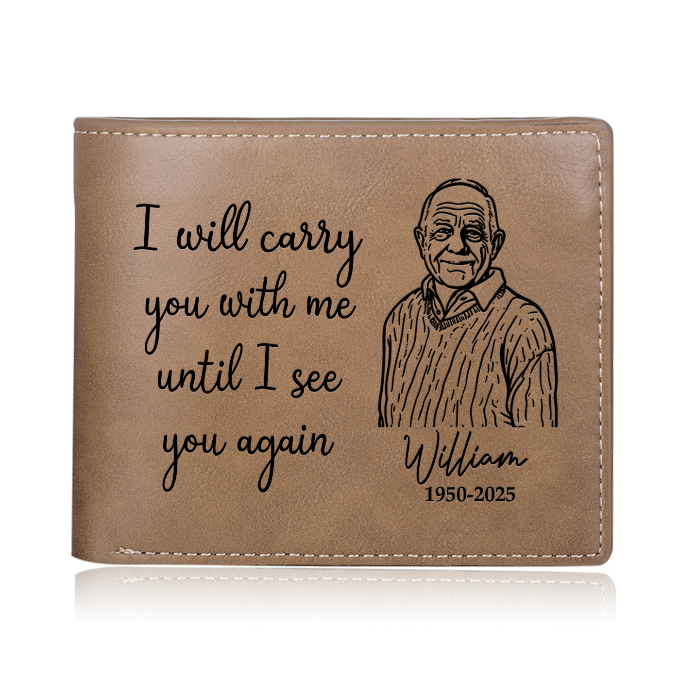 Personalised PU Memorial Leather Wallet Custom Photo Keepsake Memorial Gift | Jessemade
