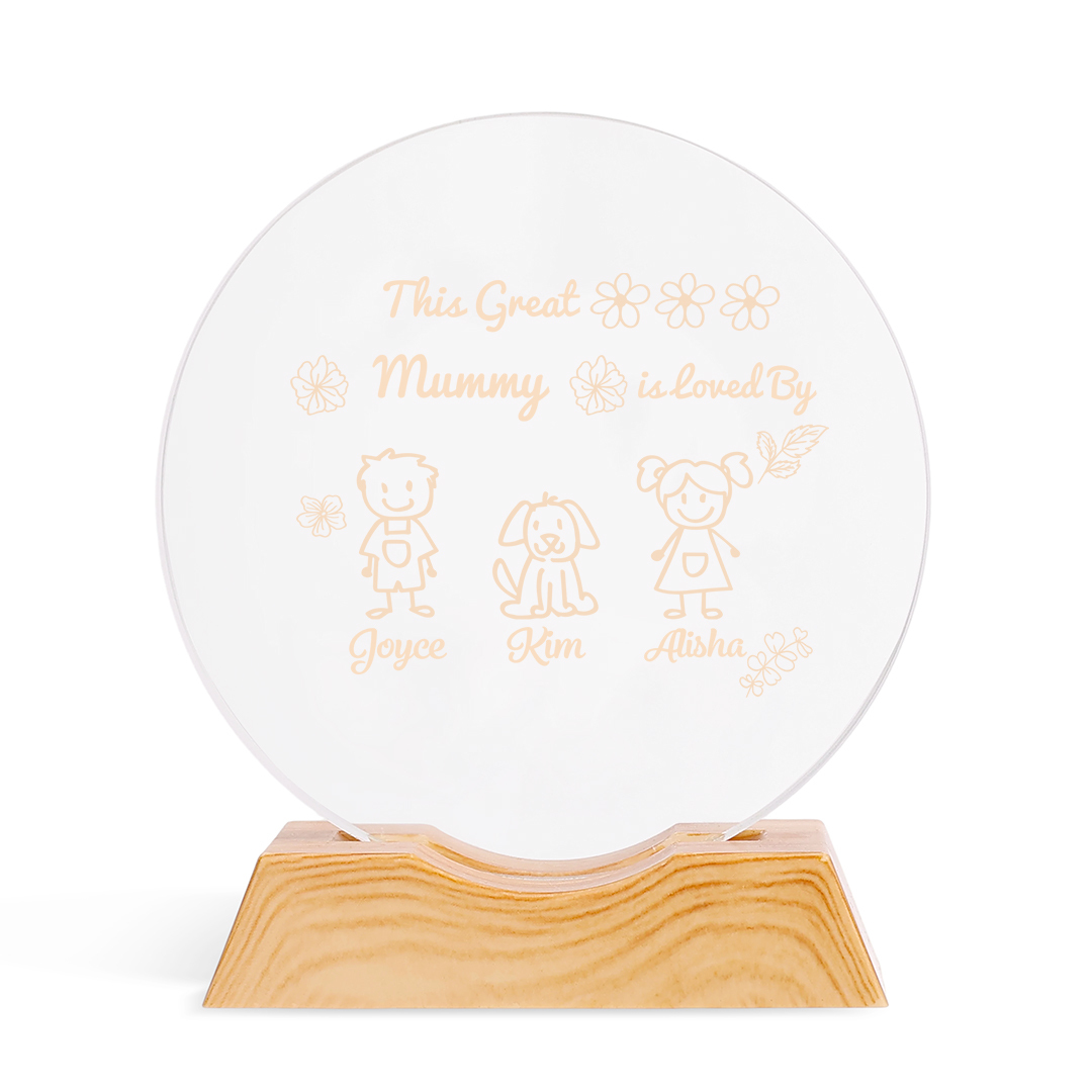 Personalised Crystal LED Night Light, customised with 1 to 6 children’s names