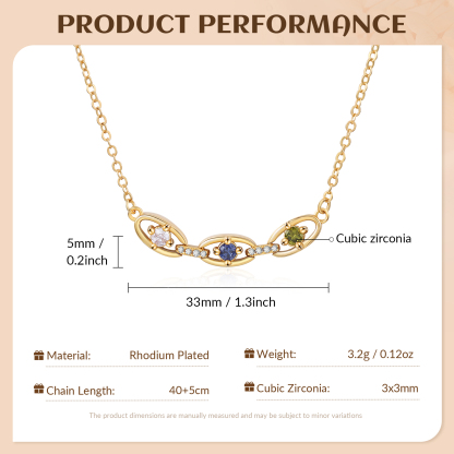 Personalised 2-5 Birthstones Gold Chain Necklace for Women