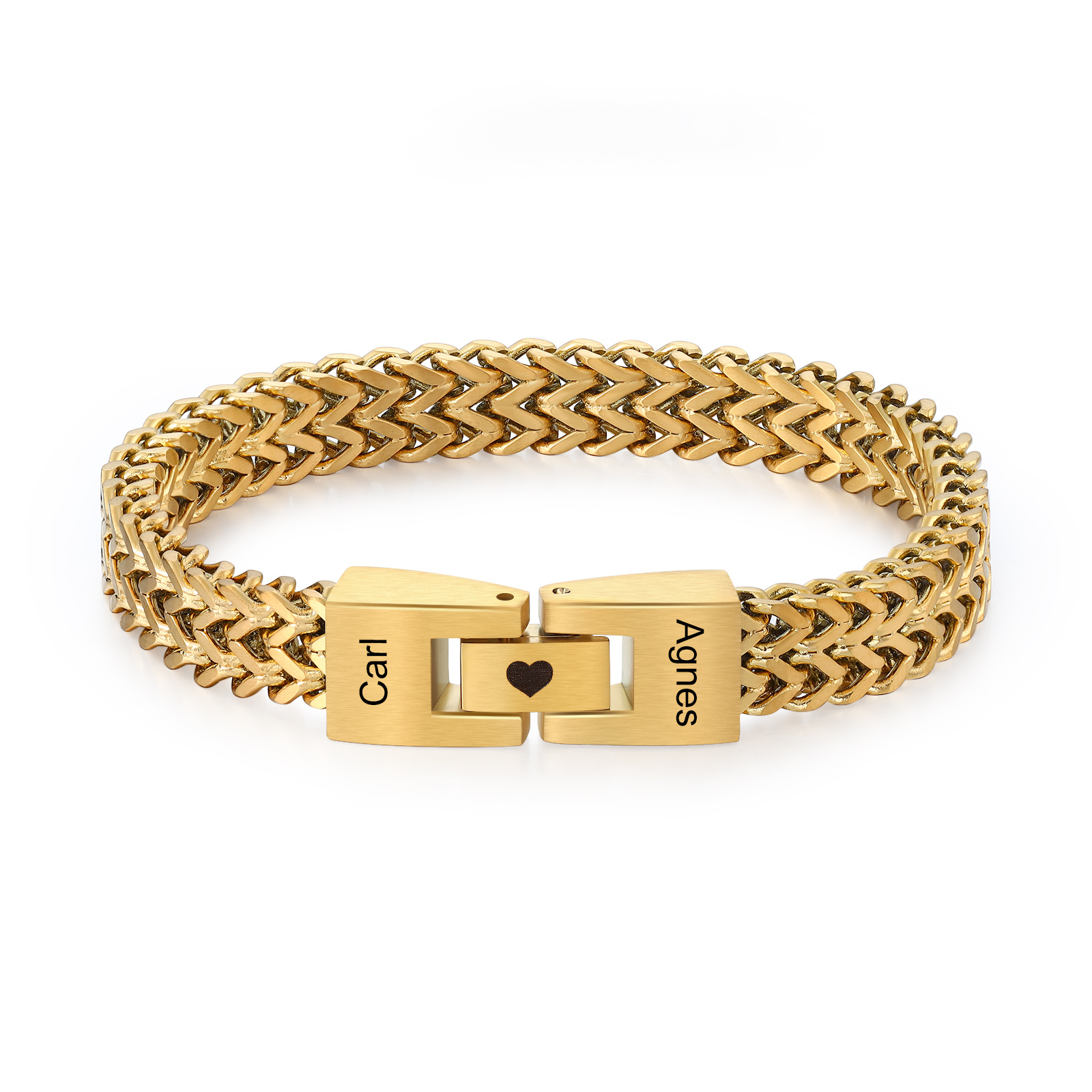 Personalised Men's Stainless Steel Cuban Link Bracelet with Name