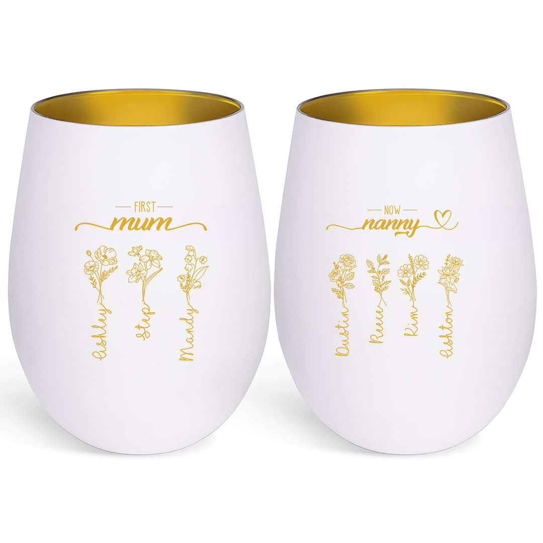 Personalized Glass Candle Holder with 2–10 birth flowers and names for mum/grandma