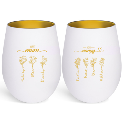 Personalized Glass Candle Holder with 2–10 birth flowers and names for mum/grandma