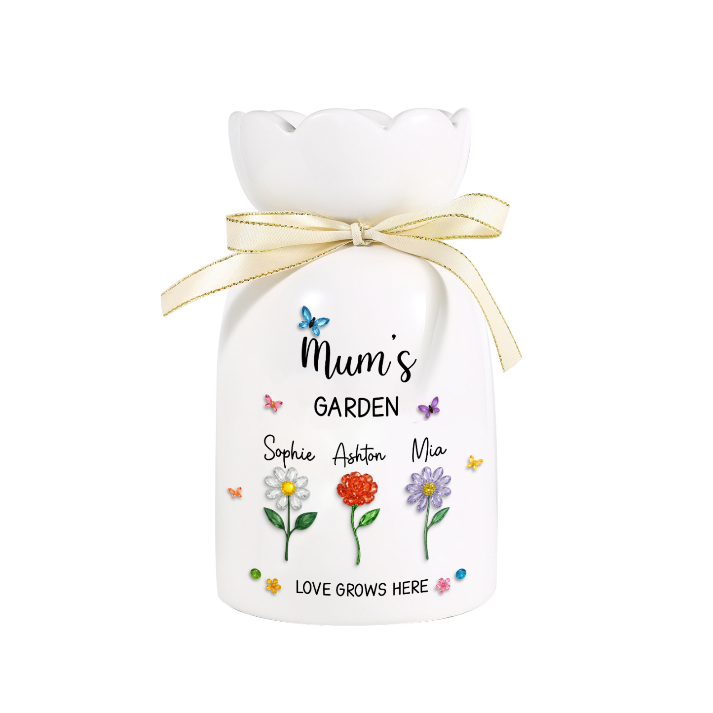 Personalised Mum’s Garden Floral Ceramic Vase