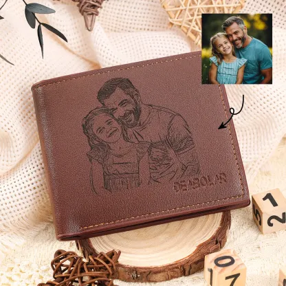 Men Photo Bifold Wallet Personalised Initial Monogram Wallet