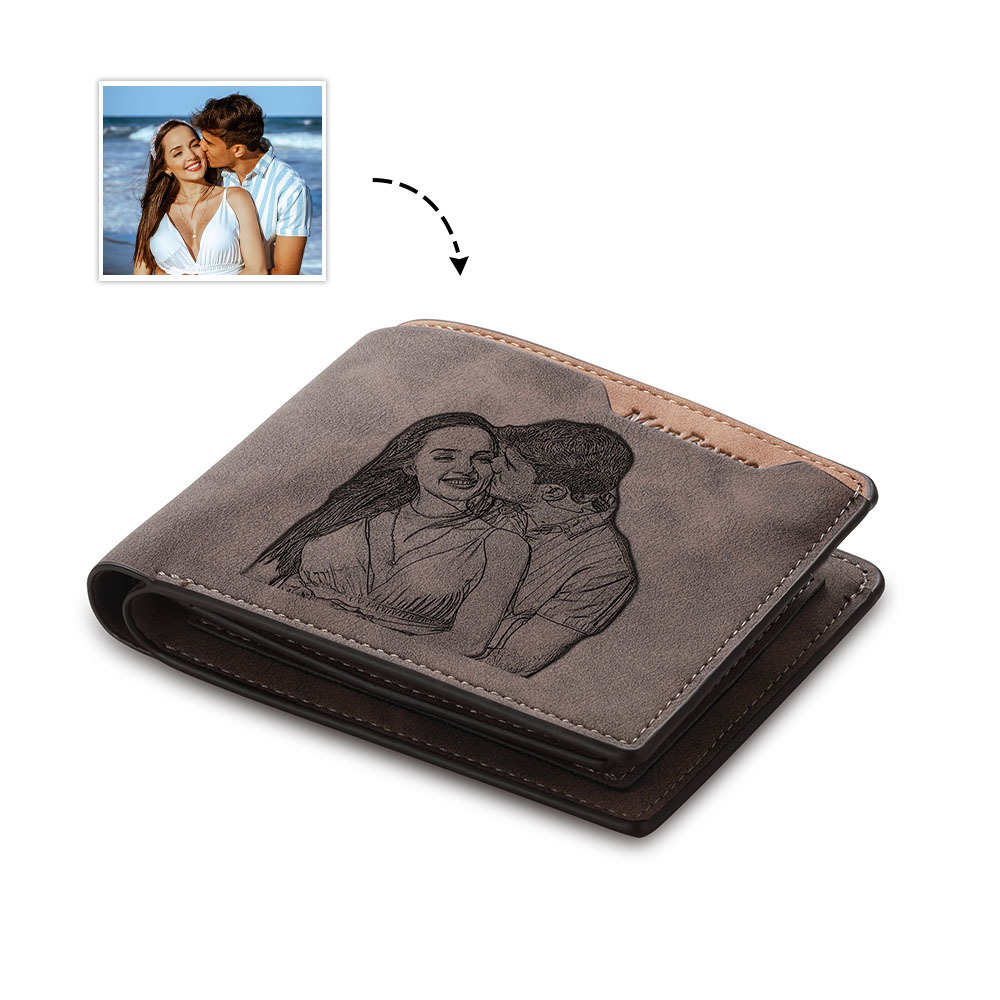 Personalised Gift Box for Him Custom Photo & Name Wallet Leather Photo Keychain and Wallet Card