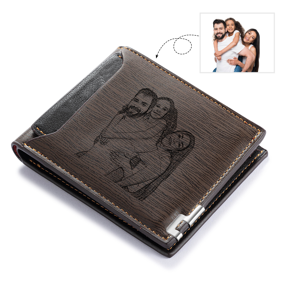 Men Photo Wallet Personalised Letter&Name Wallet Brown Colour with Photo Wallet Card Christmas Wallet Gift Set For Him