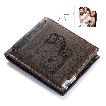 Men Photo Wallet Personalised Letter&Name Wallet Brown Colour with Photo Wallet Card Christmas Wallet Gift Set For Him