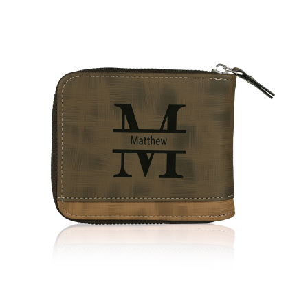 Personalised Photo & Name & Letter Men's Billfold Wallet Monogram Leather Male Wallet Zipper Father's Day Gifts for Dad-Jessemade AU