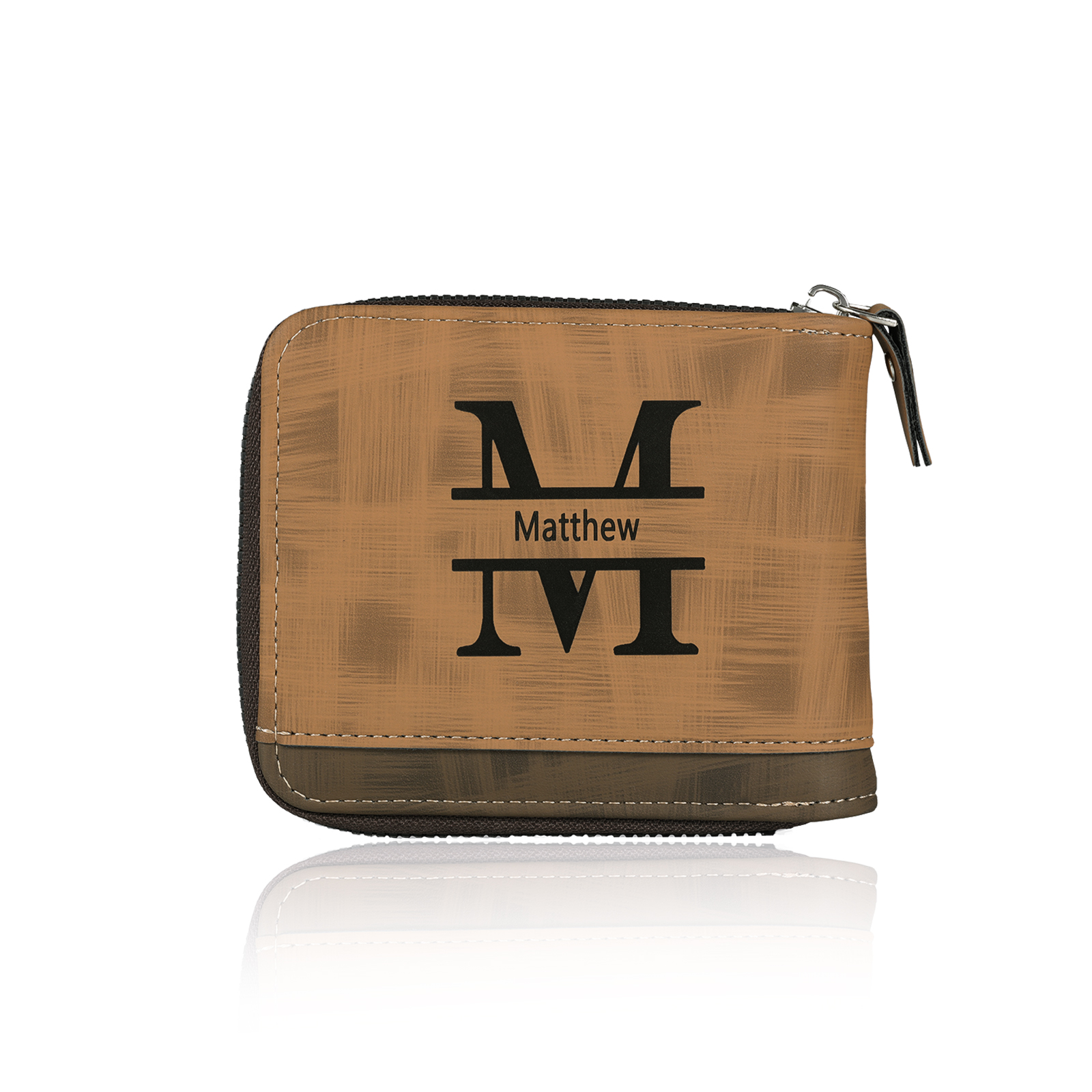 Personalised Photo & Name & Letter Men's Billfold Wallet Monogram Leather Male Wallet Zipper Father's Day Gifts for Dad-Jessemade AU