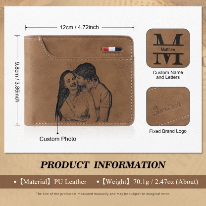 Personalised Monogram Wallet Custom Photo & Name & Letter Men's Leather Wallet Father's Day Gifts for Him