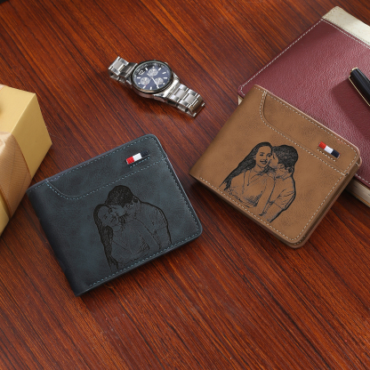 Personalised Monogram Wallet Custom Photo & Name & Letter Men's Leather Wallet Father's Day Gifts for Him