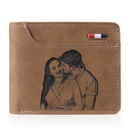 Personalised Monogram Wallet Custom Photo & Name & Letter Men's Leather Wallet Father's Day Gifts for Him
