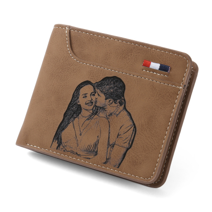 Personalised Monogram Wallet Custom Photo & Name & Letter Men's Leather Wallet Father's Day Gifts for Him