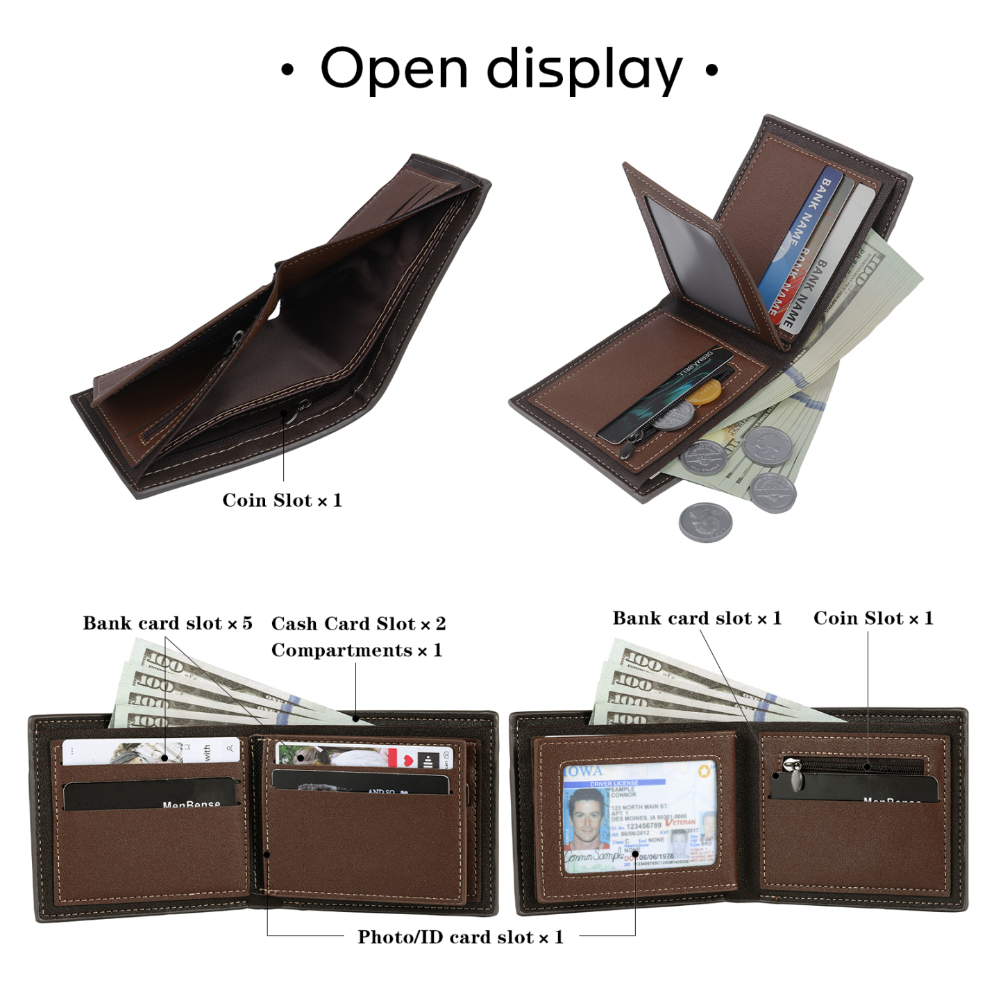 Personalised Men Wallet Customised Photo & Name & Letter Monogram Billfold Leather Wallet Gift for Him