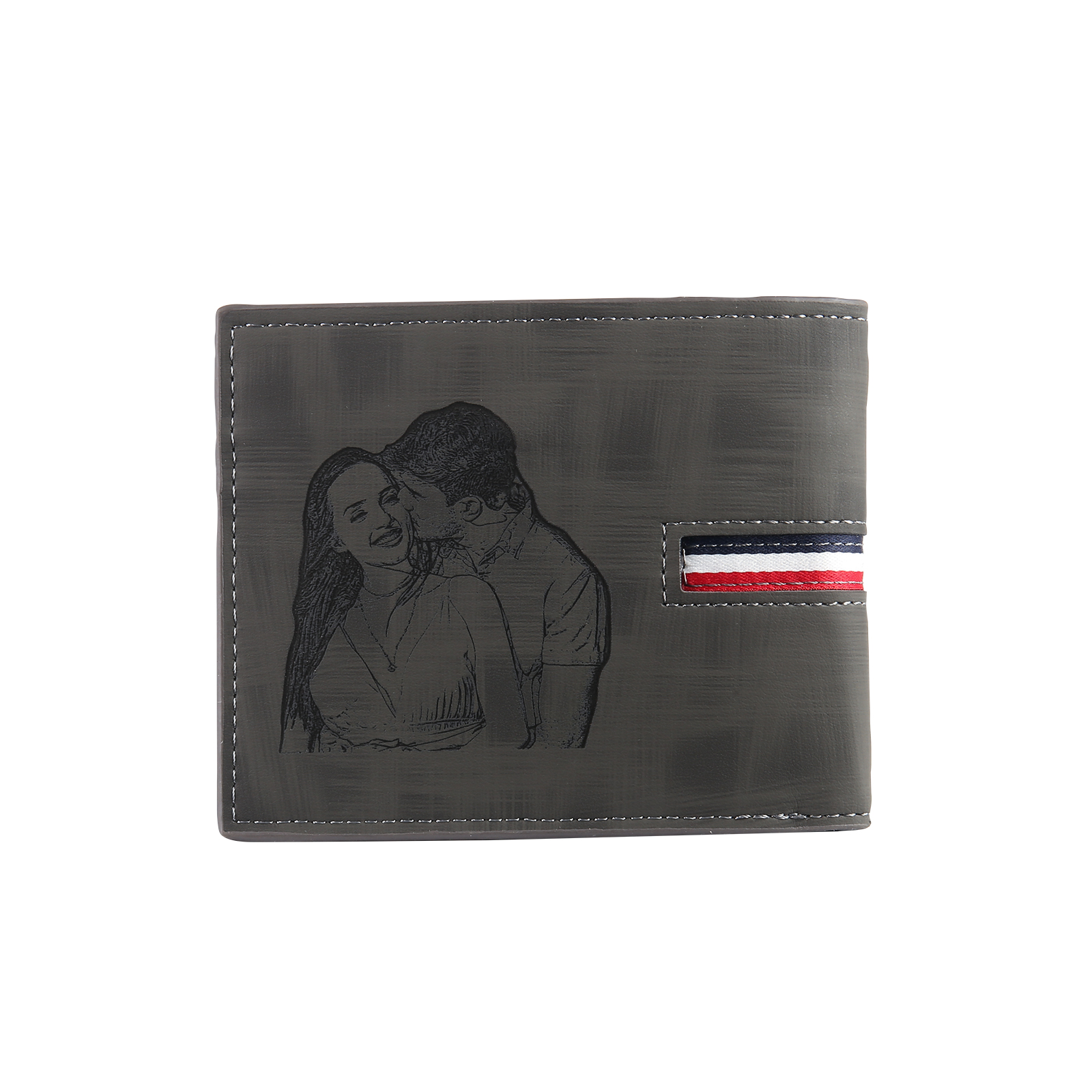 Personalised Men Wallet Customised Photo & Name & Letter Monogram Billfold Leather Wallet Gift for Him